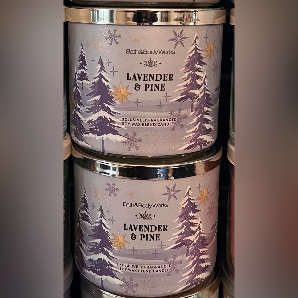 Bath & Body Works Lavender & Pine Candle - Purple and Gold